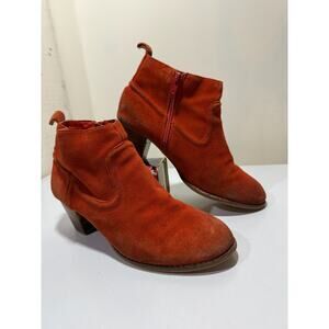 Dolce Vita Orange Suede Ankle Booties zipper Womens 8.5